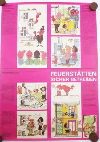 Alter Aushang Brandschutz Feuerwehr Feuerstätten Sicherheit 1989 GDR DDR