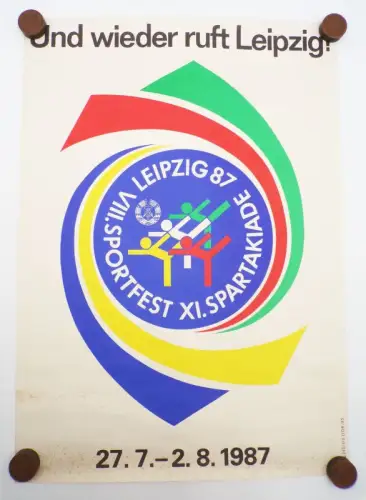 Old Poster Leipzig 1987 Sportfest Spartakiade DDR GDR 