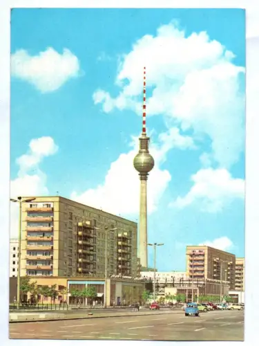 Ak Berlin Hauptstadt der DDR Karl Marx Allee Fernsehturm Telespargel GDR