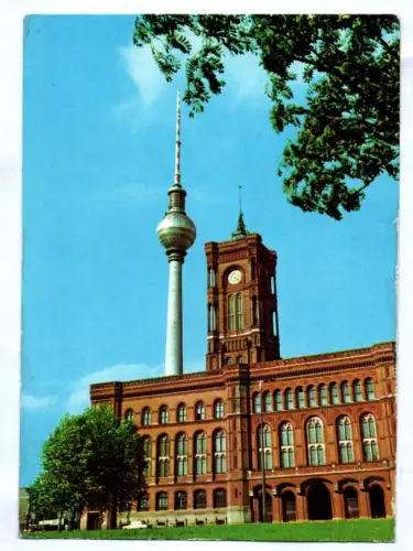 Ak Berlin Hauptstadt der DDR Rathaus Fernsehturm Telespargel GDR