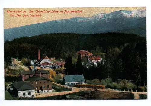 Ak Riesengebirge Josephinenhütte in Schreiberhau mit dem Hochgebirge
