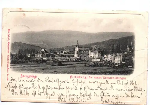 Litho Ak Isergebirge Flinsberg die neuen Kurhaus Anlagen 1904