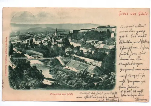 Litho Ak Gruss aus Glatz Panorama 1900