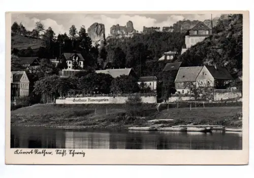 Ak Kurort Rathen Sächsische Schweiz Gasthaus Rosengarten