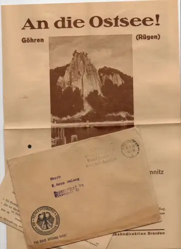 Prospekt Deutsche Reichsbahn An die Ostsee Rügen 1934 Umschlag