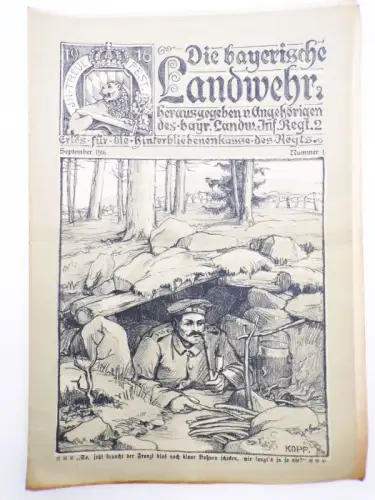 Die bayerische Landwehr IR 2 November 1916 Nummer 1 Zeitung 1 Wk