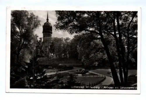 Ak Lutherstadt Wittenberg Anlagen am Schwanenteich 1949