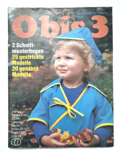 Obis Sonderheft 1978 mit Schnittmusterbogen alte Kindermode von früher