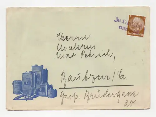 Brief In Leipzig C1 entwertet Stempel