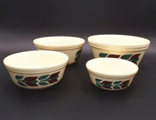 Altes Schüssel Set 4 Schalen Keramik Art Deco Spritzdekor 