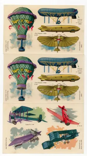 3 x Abziehbild Flugzeuge Luftfahrt Zeppelin VEB Postkartenverlag Berlin DDR