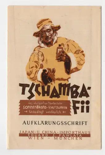 Reklame Prospekt Tschamba Fii Sonnenschutzmittel Pawlata Wien München 1930er