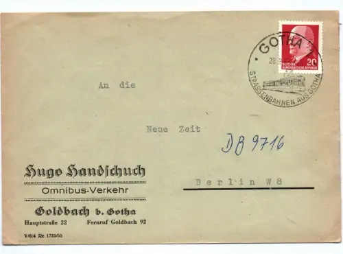 Brief Hugo Handschuch Omnibus Verkehr Goldbach bei Gotha 1963