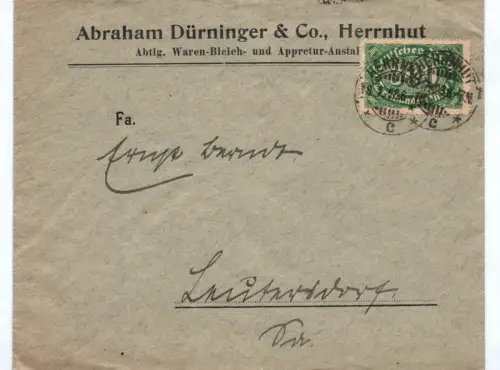 Alter Brief Abraham Dürninger & Co Herrnhut 1923 Waren Bleich Appretur Anstalt
