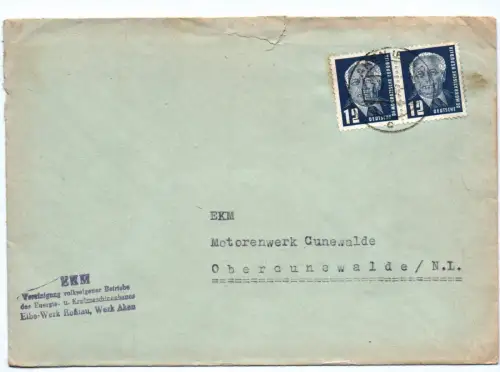 Brief EKM Vereinigung Volkseigener Betriebe Elbe Werk Roßlau 1955