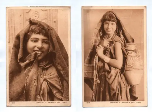 2x Foto Ak Lehnert & Landrock Afrikanerin Mädchen Kind