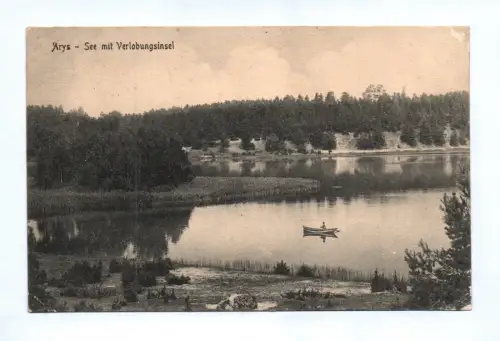 Ak Arys See mit Verlobungsinsel Feldpost 1916 Ostpreußen