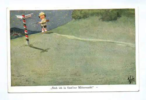Feldpost Ak Steh ich in finstrer Mitternacht 1914 Kindersoldat