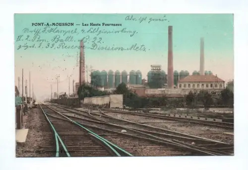 Feldpost Ak Pont A Mousson Les Hauts Fourneaux 1 Wk Hochöfen Frankreich