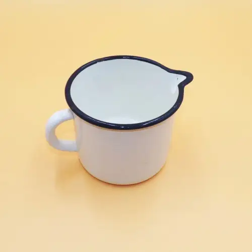 Alter Schnabeltopf Email Weiß Vintage Pflanzgefäß Gartendeko 