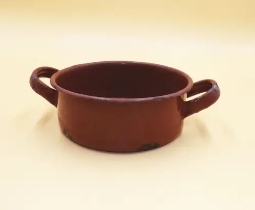 Alter Emaille Topf klein braun Pflanzgefäß 