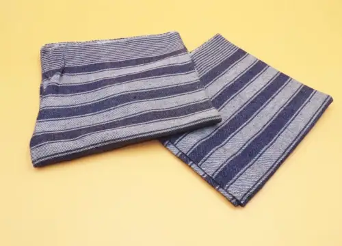 2 x altes Handtuch blau weiss Vintage Grubentuch Werkstatttuch DDR 