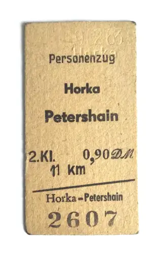 Personenzug Fahrkarte Horka Petershain 1963 alter Fahrschein