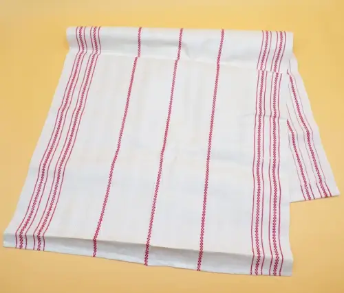 Altes Geschirrtuch Leinen Rot liniert 47 cm x 94 cm Küche Leinen