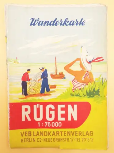 Alte Wanderkarte Rügen VEB Landkartenverlag DDR Landkarte