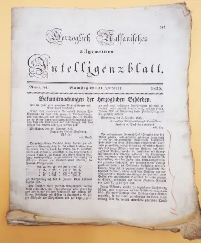 Herzoglich Nassauisches allgemeines Intelligenzblatt 1835 Nummer 44