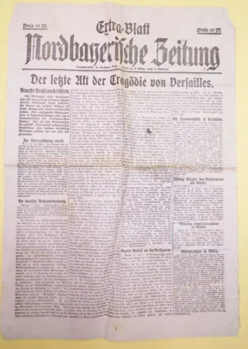 Extrablatt Nordbayerische Zeitung Tragödie Versailles um 1919