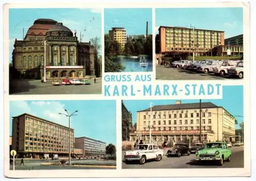 Ak Gruss aus Karl Marx Stadt 1967 Opernhaus Interhotel Moskau
