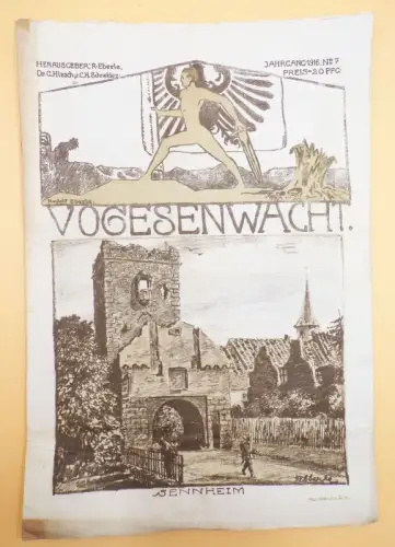 Alte Zeitung Vogesenwacht No 7 Jahrgang 1916  Vogesen Eberle 