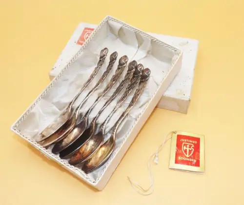 Justinus Solingen Teelöffel 6 Stück Hildesheimer Rose 90er Auflage 