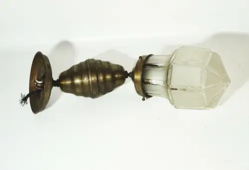 Alte Deckenlampe mit Lampenzug Messing Vintage Deko Lampe Leuchte 