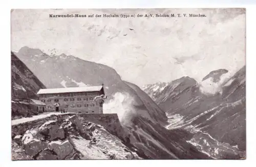Ak Karwendelhaus auf der Hochalm Scharnitz 1909