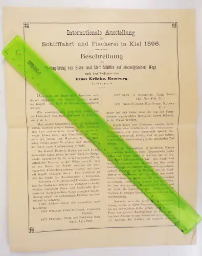 Internationale Ausstellung für Schifffahrt und Fischerei Kiel 1896 Beschreibung