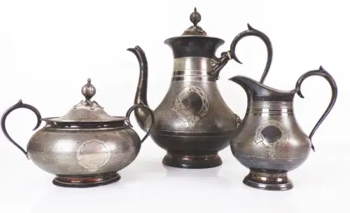 Kayser und Sohn Kaffeekanne Zuckerdose Sahnekännchen 80er Auflage versilbert