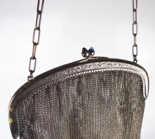 Handtasche Alpacca Abendtasche um 1900 Antik 