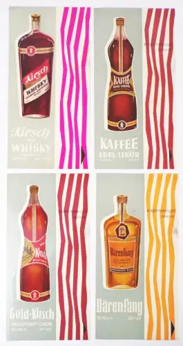 Reklame Blatt Bärensiegel Berlin Likör Whisky DDR Spirituose 4 Stück Werbung