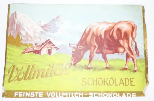 Vollmilch Schokoladenpapier Ulbrich Leipzig Lindenau Schokolade 1930er Kuh