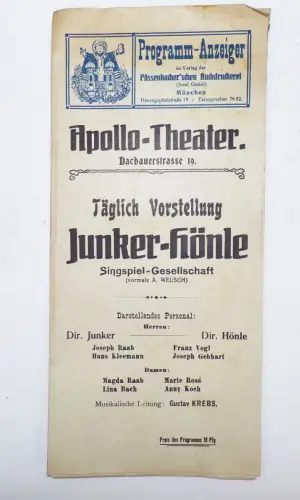 Programm Anzeiger Apollo Theater München um 1910