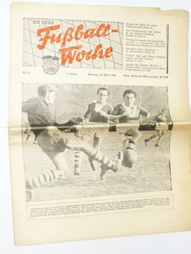 FUWO Fußball Woche Nr 13  1953 DDR Wismut Aue gegen Motor Leipzig