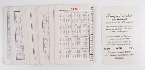 Taschenkalender 1974 Manfred Sieber Hohwald Bildpostkarten Nordhausen DDR