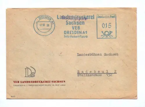 Geschäftspapiere VEB Landesdruckerei Sachsen DDR 1959