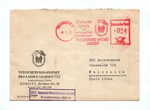 Brief Versicherungs-Anstalt des Landes Sachsen 1953
