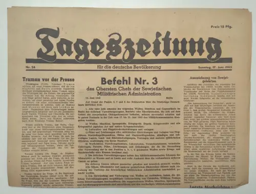 Tageszeitung Churchill über die Außenpolitik Englands 1945 Nr 24