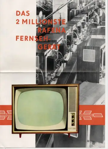 Prospekt Das 2 Millionste Rafena Fernsehgerät DDR Reklame Fernseher 1964