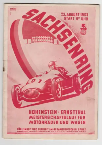 Sachsenring Programm 1953 DDR Motorsport ADMV 