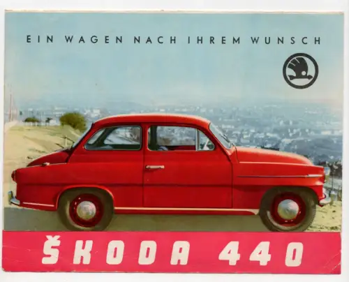 Reklame Faltblatt Skoda 440 Oldtimer Motokov 1958 
